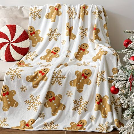 Couverture En Flanelle - 100 % Polyester - Douce Et Moelleuse - Décoration De Fêtes - Usage Multifonctionnel - 1 Pièce (1/5)