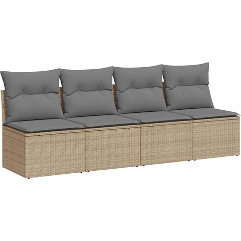 Maison Exclusive - Divano da Giardino con Cuscini a 4 Posti Beige in Polyrattan