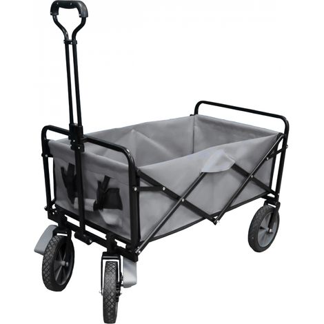 Linxor – Chariot de jardin pliable à roulettes – Charge 90 kg – Dimensions 88x52x59 cm – Poignée réglable jusqu'à 101 cm – Fer galvanisé et toile polyester (1/5)