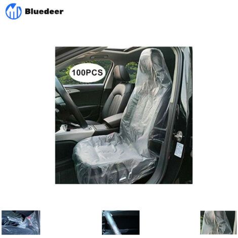 Housses de siège jetables 100 pièces, housse de siège en plastique transparent (1/3)