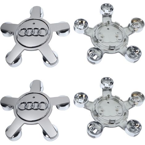 Lot de 4 convient pour les enjoliveurs de roue à cinq griffes Audi A4L//A5/A6L/A7/A8L/Q5/S6/TT/R8, enjoliveurs de roue à cinq griffes noirs 135 mm - gris (4F0601165N) (1/2)
