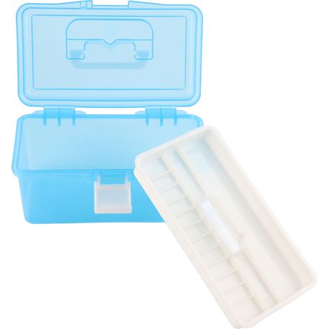 Boîte à outils portable à 2 niveaux pour électricien domestique, rangement d'outils et de quincaillerie, en plastique, format mini 20 x 11 x 10,5 cm (1/5)