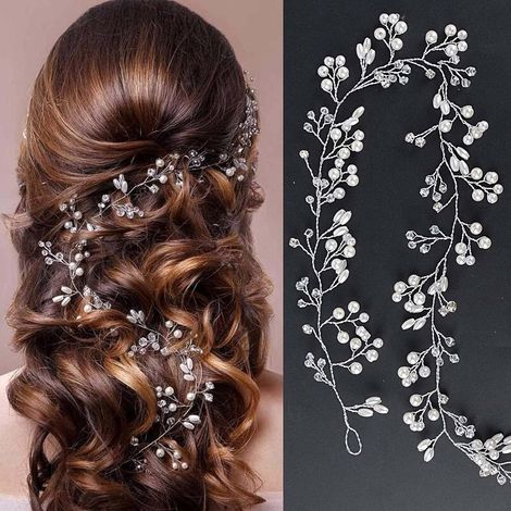 Stück Damen-Hochzeitshaarreif mit Kristallperlen und Strasssteinen (1/5)