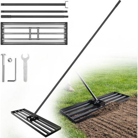 Râteau de Nivellement de Pelouse, Outil de Jardinage avec Manche Réglable 213cm, Large Râteau Niveleur en Acier pour Terrain de Golf, Jardin et Arrière-Cour (1/5)
