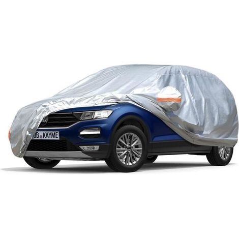 Bâche Voiture SUV Étanche, 6 Couches Housse de Protection Voiture Extérieur Contre Pluie Soleil avec Zip.4,6 x 1,85 x 1,7 mètres