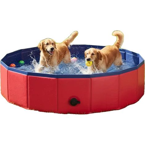 Piscina plegable, diseño apto para mascotas, color verde militar. (1/2)