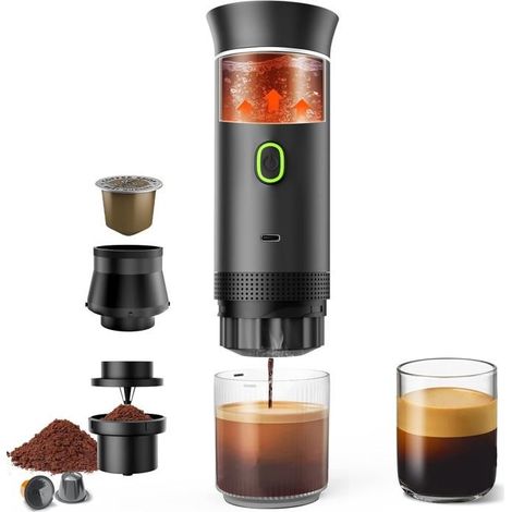 Cafetière Portable Électrique - Machine à Expresso - 20 Bar - Rechargeable - Chaud et Froid - Noire (1/5)