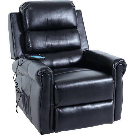 Fernsehsessel HHG-712, Relaxsessel Sessel, Liegefunktion Aufstehhilfe Massage Heizfunktion, Kunstleder schwarz (1/5)