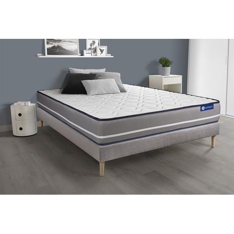 Ensemble matelas Ressorts ensachés ACTIFLEX PUR 160x200cm 3zones de confort + sommier KIT gris (1/5)
