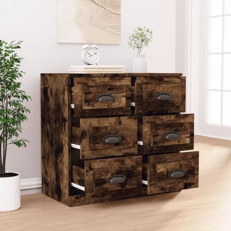 Buffet Bas de Cuisine en Bois d'Ingénierie, Style Chêne Fumé, 70 x 35,5 x 67,5 cm, Meuble de Rangement Compact pour Salle à Manger et Salon (1/5)