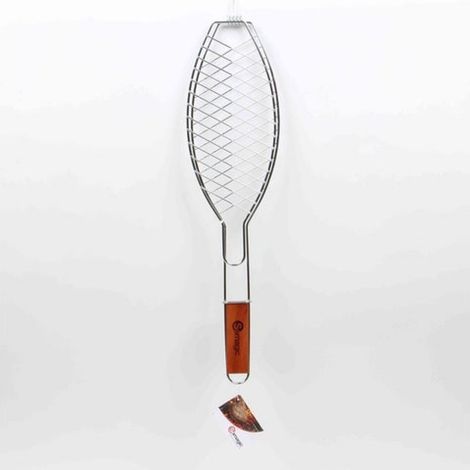 Fischgrill mit Holzgriff, L.13,3 x B.55 Naterial