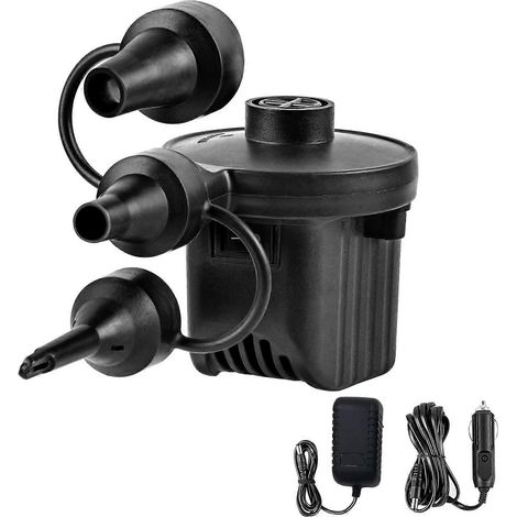 Pompe à air électrique portable à gonflage rapide pour matelas pneumatiques, gonfleur/dégonfleur, idéale pour le camping, 3 embouts, matelas gonflables, bouées de piscine, SUP (1/5)