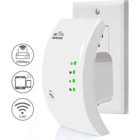 Répéteur WiFi Amplificateur WiFi 300Mbps Couvre Jusqu'à 200㎡, WiFi Extender Booster Point d'Accès Port, Augmente la Couverture WiFi,Compatible avec Toutes Les Box Internet, Ethernet Port, WP