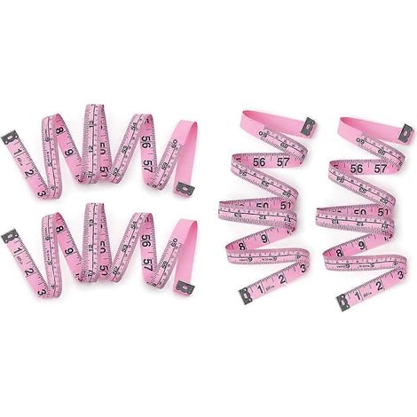 Lot de 4 mètres ruban, mètre ruban double échelle pour le corps, idéal pour la couture, la prise de mesures et la confection de vêtements, 150 cm / 60 pouces - WELLNGS (1/5)