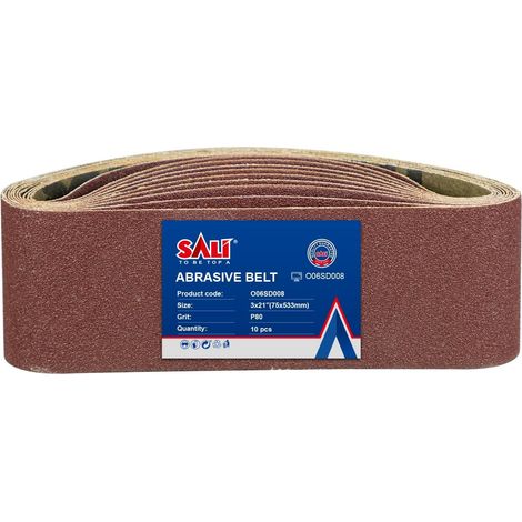 Lot de 10 bandes abrasives 75 x 533 mm Grain 80 pour ponceuse à bande, machine à poncer pour le ponçage, le lissage, l'aiguisage et le dérouillage du bois et du métal (1/5)