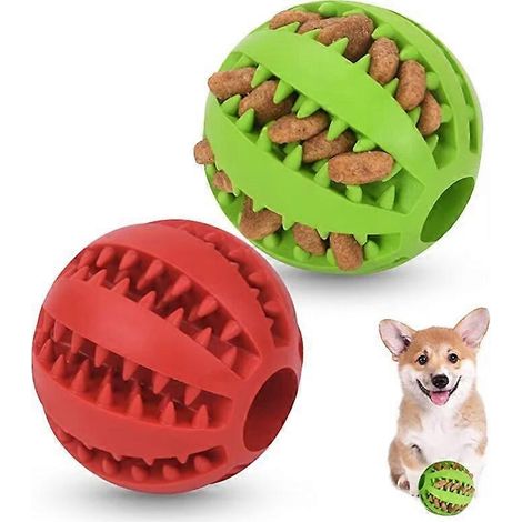 Lot de 2 balles pour chien, balle en caoutchouc naturel, jouet d'entraînement pour les dents et l'intelligence du chien (5 cm). (1/5)