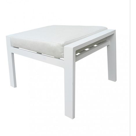 Poggiapiedi con cuscino e struttura in alluminio bianco 56x65xH41 cm