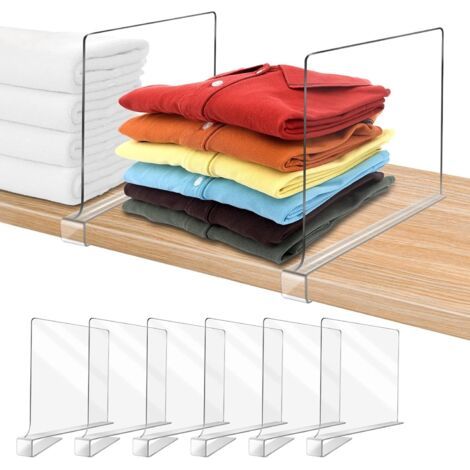 6 Pièces Séparateurs D'étagère Acrylique pour Armoire,Separateurde Penderie pour Organiser Vêtements,Séparateurs Etagère (1/5)