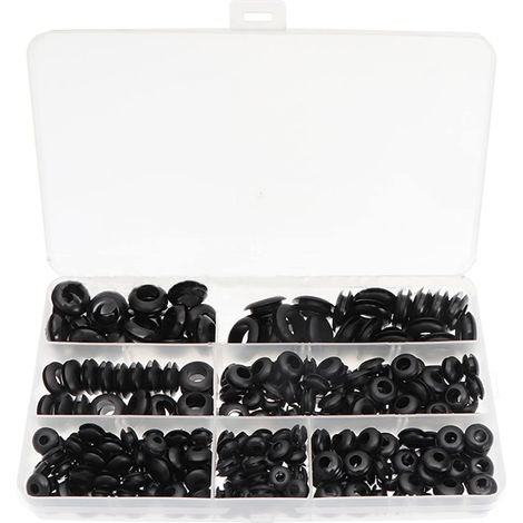 260-teiliges Set aus Gummireinigern, Gummidichtungen und Kabelringen in 7 Größen für Kabelschutz, Kabelkanäle, Drähte, Boote und Elektroinstallationen