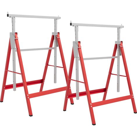 Caballetes, material de acero, dimensiones 68x58cm, altura ajustable 80-130cm, capacidad de carga 150kg, aptos para diversas tareas. (1/5)