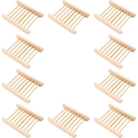 Set mit 10 Seifenablagen aus Holz für Arbeitsplatte, Seifenaufbewahrung und Abtropffläche für Spülbecken – 11,50 x 9,00 x 1,80 cm (1/4)