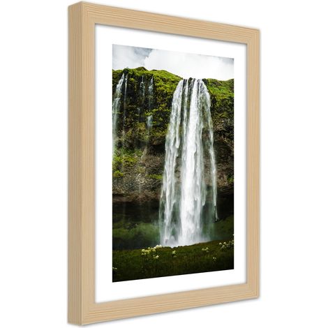 Quadro con cornice, Cascata nel verde delle montagne - 40x60 (1/5)