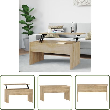 The Living Store Couchtisch Sonoma-Eiche 80x50,5x41,5 cm Holzwerkstoff - Couchtisch - Wohnzimmertisch - Esstisch - Beistelltisch - Sofa Tisch (1/5)