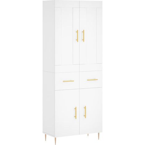 Aparador cómoda mueble de almacenaje organizador cocina salón salón alto 695 x 34 x 180 cm madera de ingeniería blanco 020032599