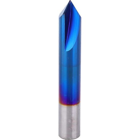 90°-Fasenfräser, 2 Schneiden, blau beschichtet, Hartmetall, Wolframstahl, 12 x 75 mm