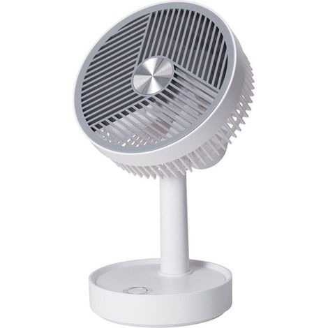 Ventilador de sobremesa recargable blanco y gris, 3 velocidades, ø135 x 270 mm