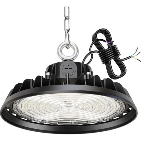 150W LED High Bay Projecteur Garage Light 22500LM Éclairage pour Atelier 6000K 120°Éclairage IP65 Lampe Industrielle Dimmable 90W/120W/150W Usines Entrepôts de Construction Garages Stades