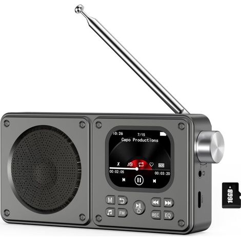 Radio Portable Bluetooth 5.3, Batterie Ultra Longue Durée 30 h, Écran Couleur, Réveil et Prise Casque, Radio Numérique Compacte pour la Maison, Le Camping, la Randonnée et Les Voyages (1/5)
