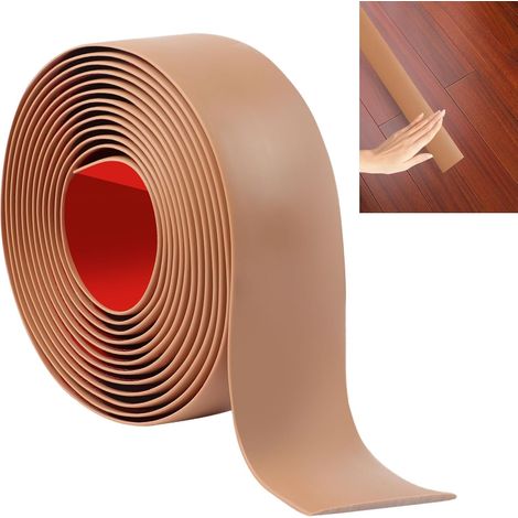Bande de transition de seuil de sol stratifié JUNART 400cm × 5cm, bande de sol en vinyle autocollante, bordure de transition de bord de carrelage ou de moquette(marron) (1/5)