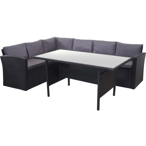 Set completo di mobili da giardino terrazza balcone veranda in polyrattan nero cuscino grigio scuro 040004193