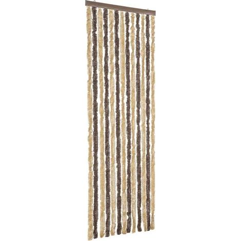 Rideaux voilages marron foncé et beige, 56 x 185 cm, en chenille (1/5)