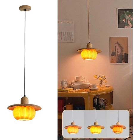 Lustre 28 cm, lampe suspendue, plafonnier suspendu, lampe à suspension avec abat-jour citrouille en résine, 3 températures de couleur réglables (1/5)