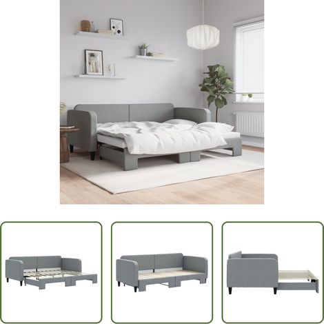 vidaXL Sofa-Bett - Tagesbett Ausziehbar Hellgrau 90x200 cm Stoff (1/5)