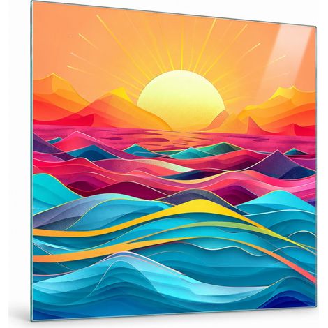 Lupia Quadro su Vetro mare 30x30 cm GLASS TRAMONTI POP ONDE da Parete (1/4)