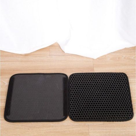 SABIR Tapis Litière Chat en Silicone Imperméable 50x30cm-Noir (1/3)