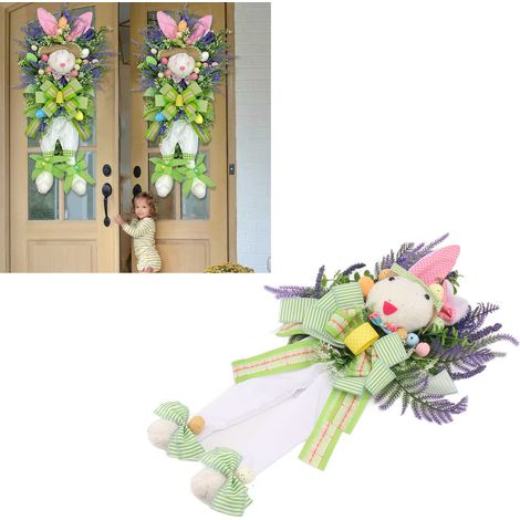 [Décoration Murale] Adorable Figurine Lapin Simulée en Plastique avec Cercle Fleuri - Décor Domicile Bureau Lumineux (1/5)