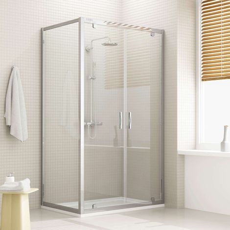 Box doccia angolare battente vetro trasparente h 198 mod. Cristal Duo 2 Ante 75x130 ap. 130 cm rettangolare