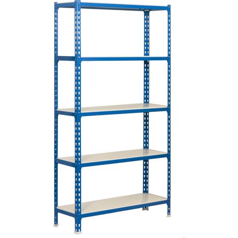 SimonRack Scaffale Portaoggetti, 2000x1100x500 mm, 5 Ripiani, Portata 200 kg per Ripiano, Metallo, Scaffale da Garage, Blu/Bianco – Simonclick