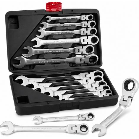 Kombinationsschlüssel 8–19 mm, 12-teiliger Ratschenmechanismus Kraft&Dele (1/5)