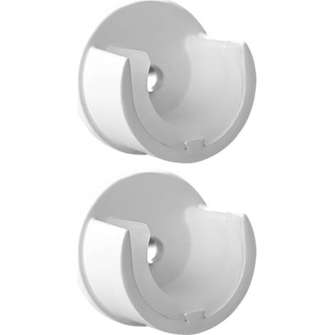 2 Supports Blanc pour Tringle à Rideaux, Mural, Diamètre 20, Saillie 28, Support U (1/4)