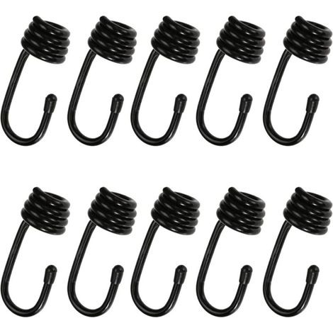 Crochet de corde en spirale, 10 pièces, crochet de corde en métal absorbant les chocs, crochet de fil en spirale recouvert de plastique pour cordon élastique, rallonge