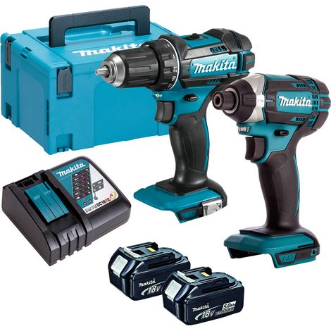 Makita DLX2131TJ 18v LXT DHP482 Combi Drill & DTD152 Impact Driver Twin Kit With 2 x 5.0Ah Batteries (1/4)