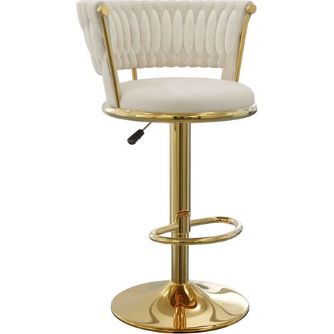 Tabourets de Bar en Velours Luxe – Hauteur Réglable Ergonomique & Pieds en Métal Argent– Design Élégant pour Comptoirs 90cm (Cuisine/Salon/Bar) (1/5)