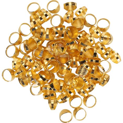 100 Stück Metall-Nähfingerhüte, verstellbare Größe, rostbeständig, DIY-Nähfingerschutz, Fingerschutzringe, Fingerschutz (1/5)