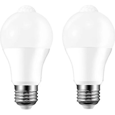 Ampoules LED E27 avec détecteur de mouvement, lot de 2, 220V, ampoule intelligente avec capteur crépusculaire pour porche, escaliers, garage, sécurité - 5W (1/5)