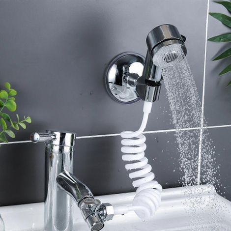 Ensemble de douche avec pommeau de douche, robinet de lavabo et pulvérisateur, filtre et buse de douche haute pression pour spa et salle de bain. (1/2)